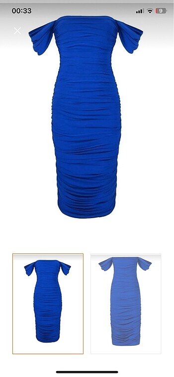 Trendyol mavi büzgülü elbise