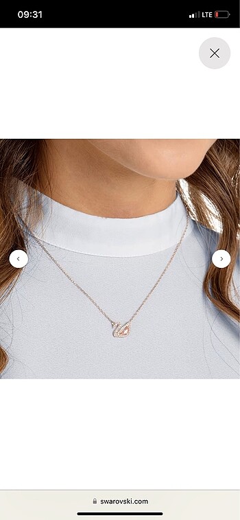 Beden Swarovski kuğu kolye rose gold