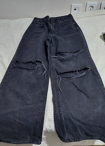 Diğer Wideleg yırtık kot pantolon