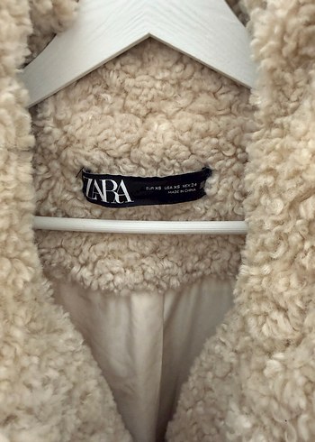 Krem Peluş Zara Midi Kaban - Görsel 3