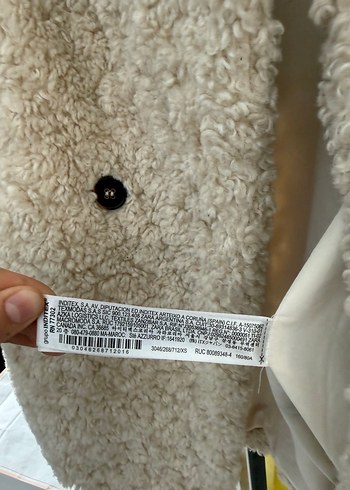 Krem Peluş Zara Midi Kaban - Görsel 5