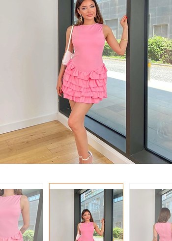 Pembe Mini Fırfırlı  Elbise - Görsel 5