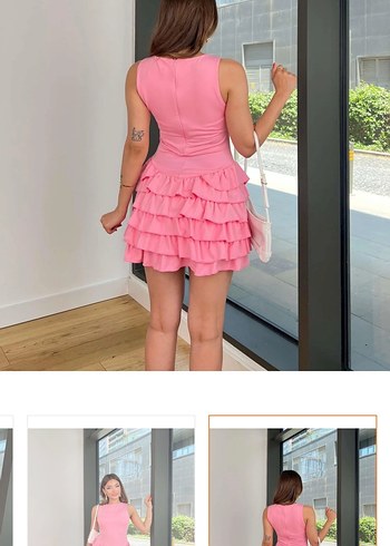 Pembe Mini Fırfırlı  Elbise - Görsel 6