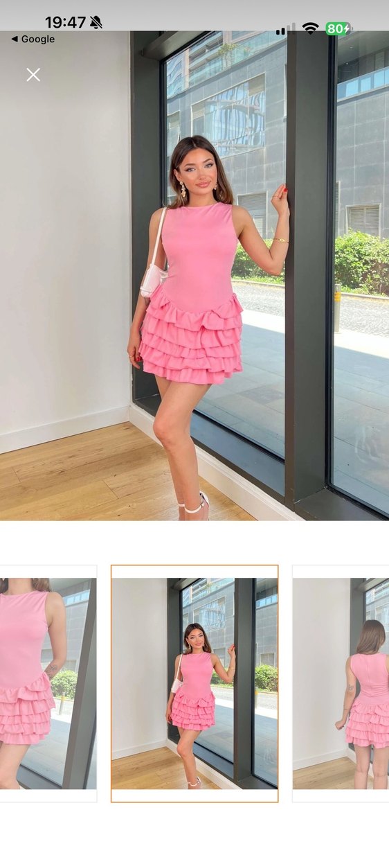 Pembe Mini Fırfırlı  Elbise - Görsel 5