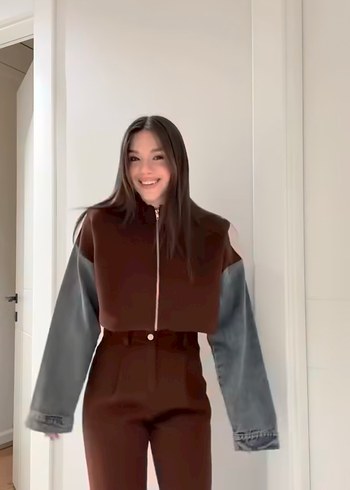 Kadın  Denim ikili takım - V Yaka, Uzun Kollu - Görsel 3