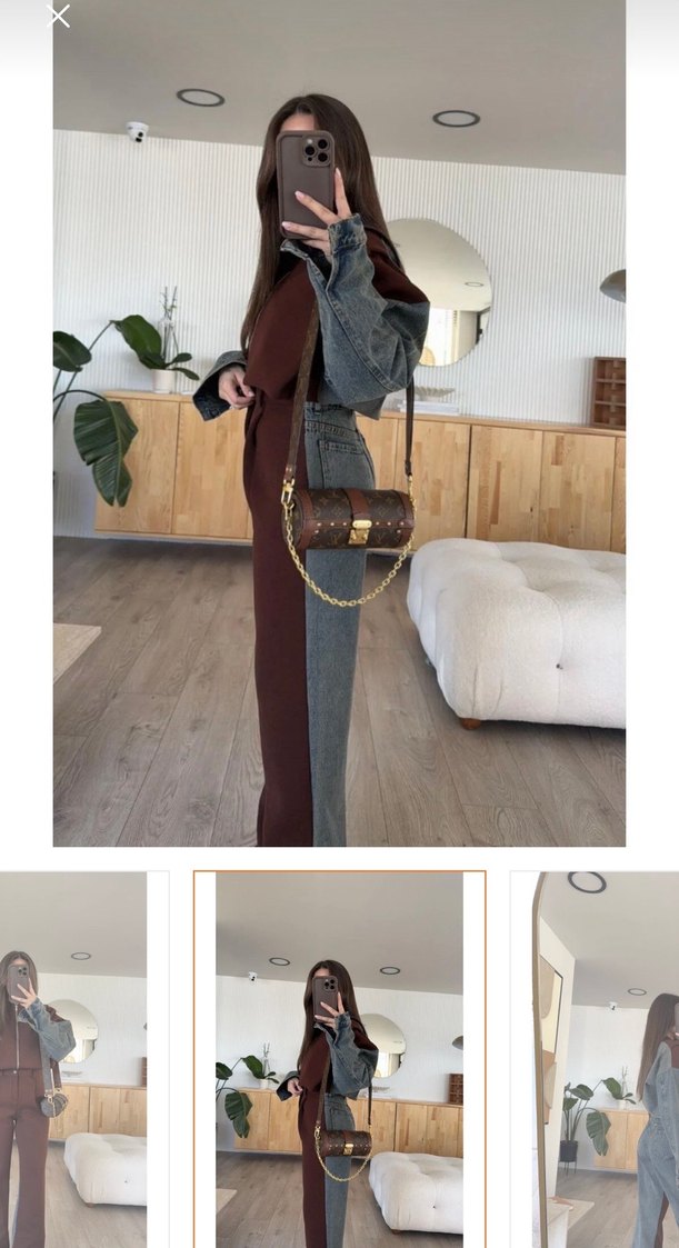 Kadın  Denim ikili takım - V Yaka, Uzun Kollu - Görsel 2