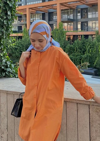 36 Beden turuncu Renk Turuncu Uzun Kollu Düğmeli Gömlek