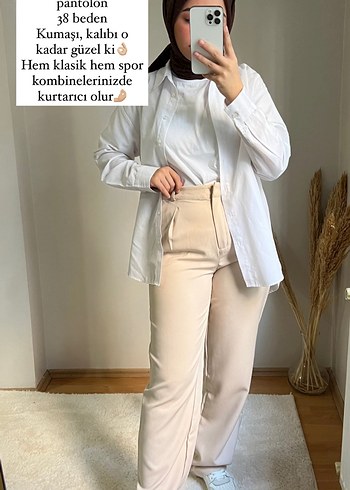 38 Beden ten rengi Renk Bej Pilili Kadın Kumaş Pantolon