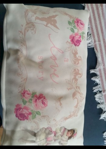 Vintage Baskılı Bej kırlent - Görsel 2