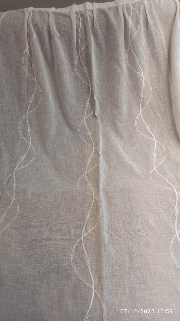 117*210 keten Nakışlı Beyaz Bohem Perde - Görsel 2