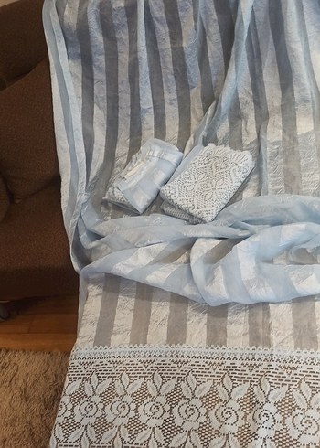 4 ad mavi güpürlü perde - Görsel 2