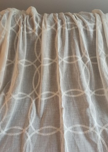 desenli beyaz keten tül perde 130*192 - Görsel 3