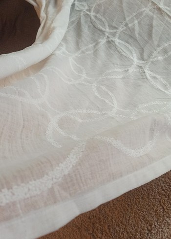 desenli beyaz keten tül perde 130*192 - Görsel 4