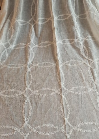 desenli beyaz keten tül perde 130*192 - Görsel 2