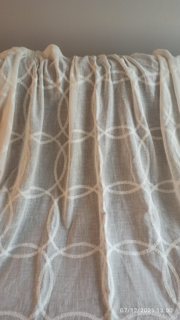 desenli beyaz keten tül perde 130*192 - Görsel 3