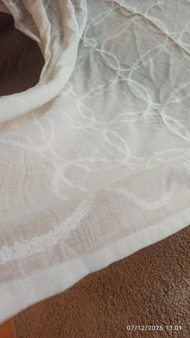 desenli beyaz keten tül perde 130*192 - Görsel 4