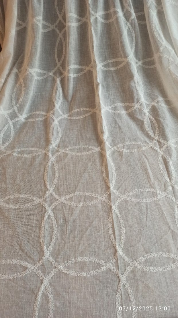 desenli beyaz keten tül perde 130*192 - Görsel 2