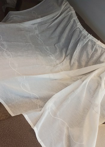 210*160 nakışlı keten tül perde - Görsel 3