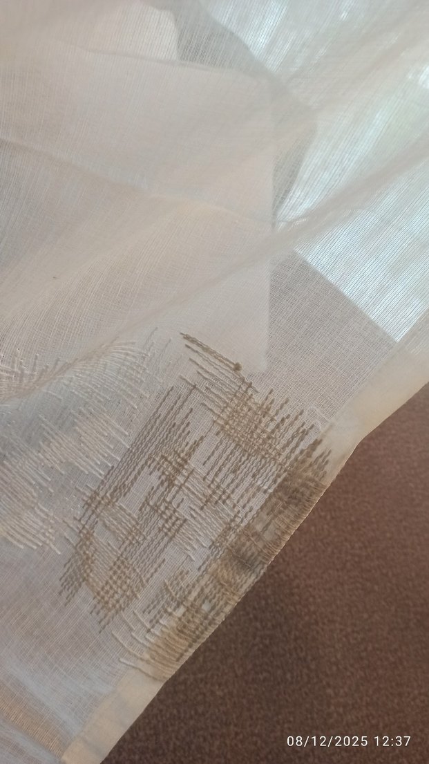 220*145 nakışlı beyaz keten tül perde - Görsel 2