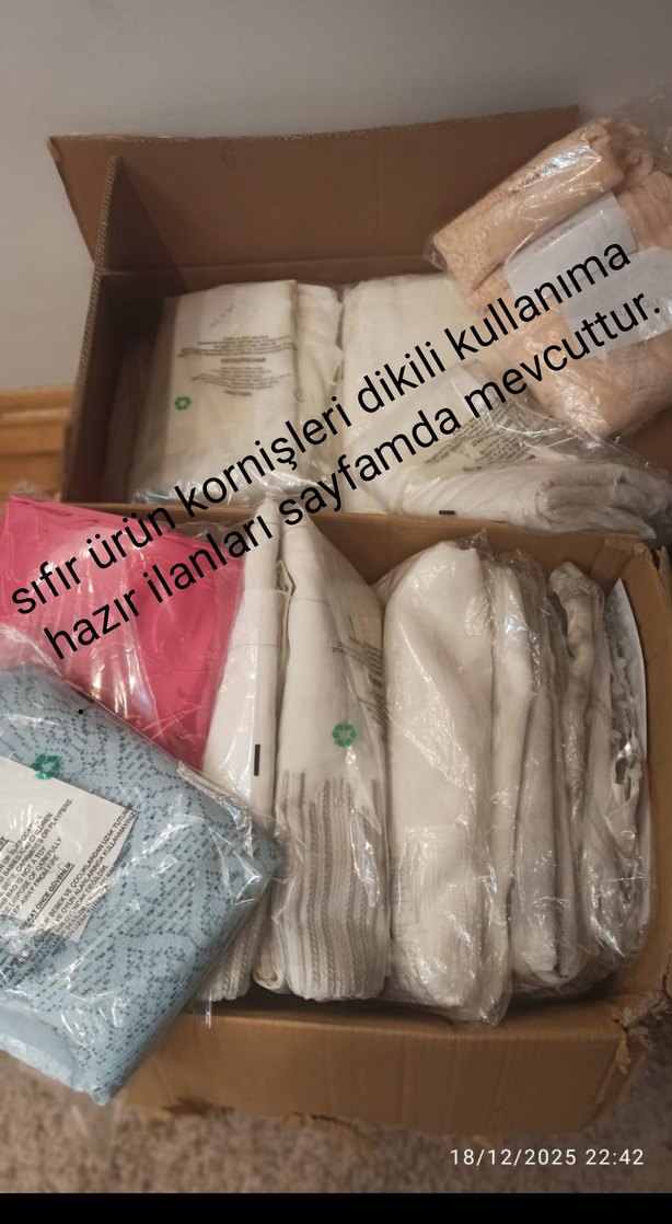 220*145 nakışlı beyaz keten tül perde - Görsel 4