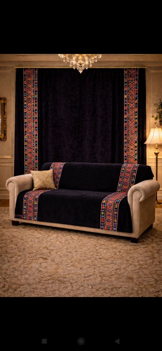 kadife nakışlı fon perde 170*220 - Görsel 4