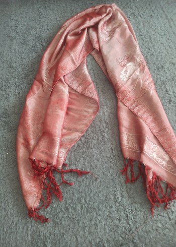 Pembe Parlak Kadın İpek Şal