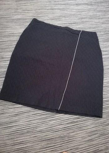 Diğer Kemer Detaylı Siyah Mini Etek