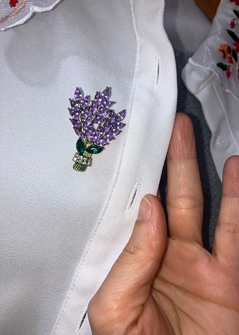 Mor Çiçekli Payetli Broş - Görsel 7