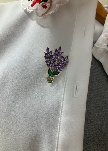 Mor Çiçekli Payetli Broş - Görsel 6