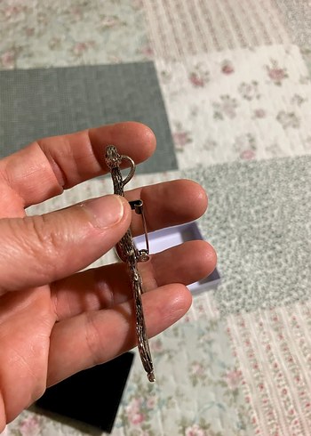 Yılan Desenli Boncuklu Kahverengi Broş - Görsel 3