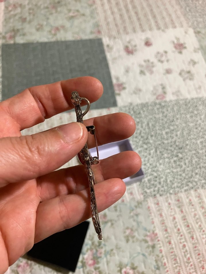 Yılan Desenli Boncuklu Kahverengi Broş - Görsel 3