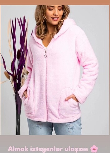 FERMUARLI KAPÜŞONLU PELUŞ POLAR SWEATSHİRT HIRKA 