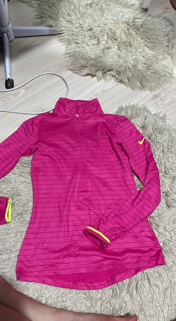 Pembe Yarım Fermuarlı Uzun Kollu Spor Üst - Görsel 2