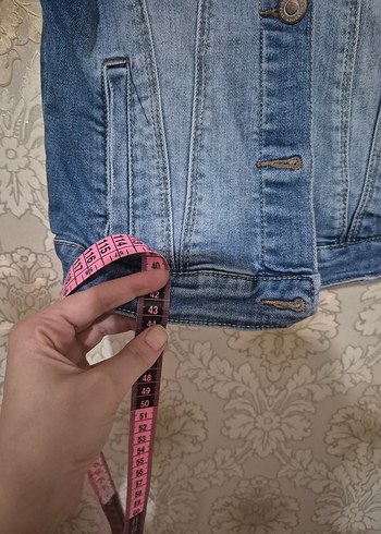 Düğmeli Kolsuz Mini Denim Ceket - Görsel 7