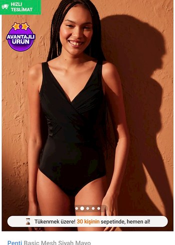 Penti Siyah Strappy Mini Kadın Mayo
