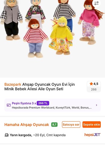 Bazepark Ahşap Minik Bebek Ailesi Oyun Seti