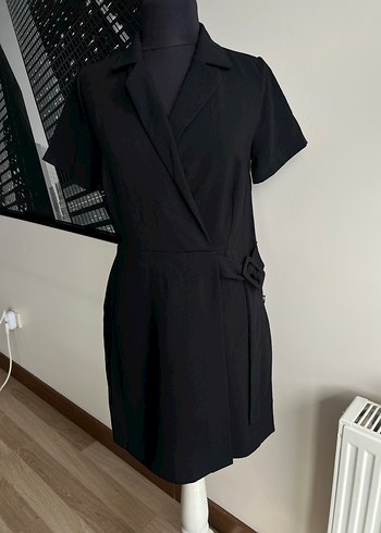 Siyah Kemerli Midi Ofis Elbisesi - Görsel 2