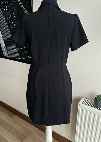 Siyah Kemerli Midi Ofis Elbisesi - Görsel 8