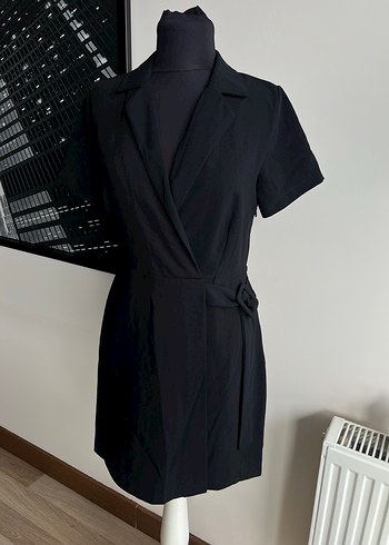 Siyah Kemerli Midi Ofis Elbisesi - Görsel 5