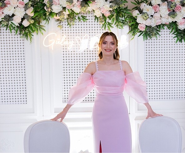 Alfa beta pembe elbise söz nişan elbisesi