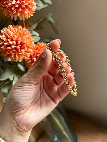  Beden Xuping 14K Altın Kuyumcu Pembe Taşlı Zarif Model