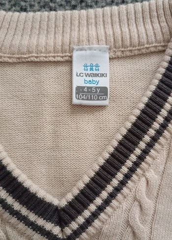 LC Waikiki V Yaka Bej Örgü Çocuk Süveter