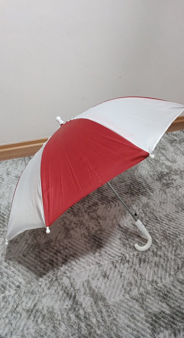 Kırmızı Beyaz Katlamalı Çocuk Şemsiye - Görsel 2
