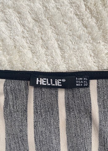xl Beden Kemerli Çizgili Siyah Kadın Bluz