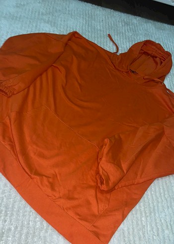 42 Beden Turuncu Kapüşonlu Salaş Kadın Sweatshirt
