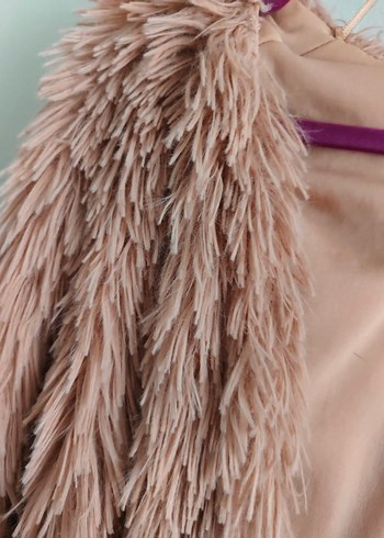 Pembe Kadın Midi Boy Suni Kürk Ceket - Görsel 2