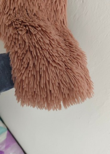 Pembe Kadın Midi Boy Suni Kürk Ceket - Görsel 4