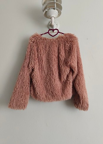 Pembe Kadın Midi Boy Suni Kürk Ceket - Görsel 6