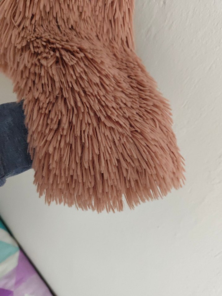 Pembe Kadın Midi Boy Suni Kürk Ceket - Görsel 4