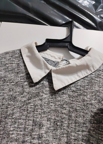 Gri Uzun Kollu Örgü Kadın Kazak - Görsel 2